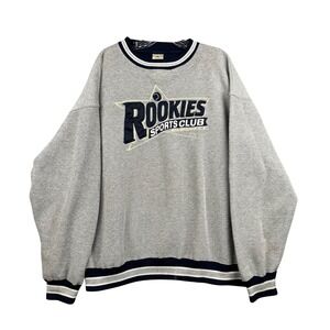 Vintage BAC Premier Grey Black Rookies Sports Club Graphic Sweatshirt Mens XL